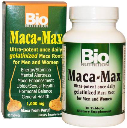 Maca Max, 1.000 mg, 30 Tablets by Bio Nutrition, 補充劑，adaptogen，男性，瑪卡 HK 香港
