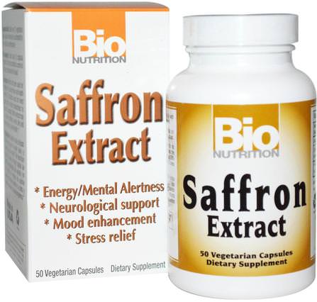Saffron Extract, 50 Veggie Caps by Bio Nutrition, 補充劑，藏紅花 HK 香港