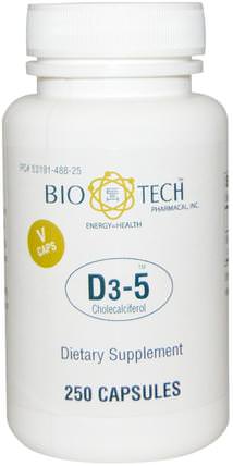 Inc, D3-5 Cholecalciferol, 250 Veggie Caps by Bio Tech Pharmacal, 維生素，維生素D3 HK 香港