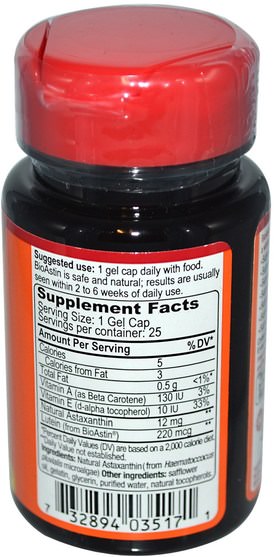 bioastin - Nutrex Hawaii, BioAstin, 12 mg, 25 Gel Caps