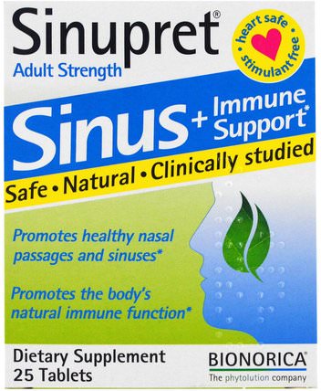 Sinupret, Sinus + Immune Support, Adult Strength, 25 Tablets by Bionorica, 健康，鼻腔健康，鼻腔 HK 香港