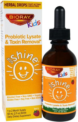Probiotic Lysate & Toxin Removal, Kids, Berry Flavor, 2 fl oz (60 ml) by Bioray NDF Shine, 兒童健康，兒童草藥 HK 香港