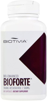 Bioforte, Trans-Resveratrol, 500 mg, 60 Capsules by Biotivia, 補充劑，白藜蘆醇 HK 香港