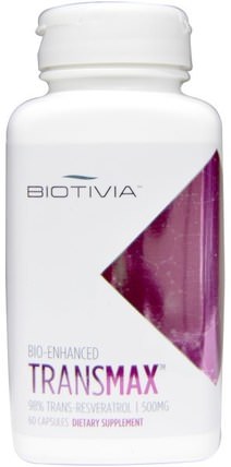 Transmax, 500 mg, 60 Capsules by Biotivia, 補充劑，白藜蘆醇 HK 香港