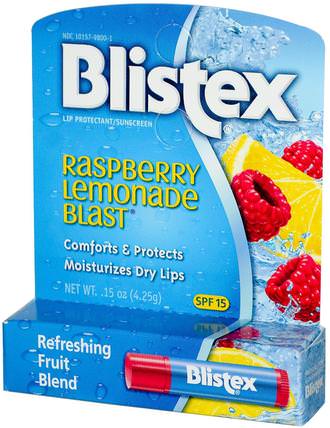 Lip Protectant/Sunscreen, SPF 15, Raspberry Lemonade Blast.15 oz (4.25 g) by Blistex, 沐浴，美容，唇部護理，blistex調味膏，唇部防曬霜 HK 香港