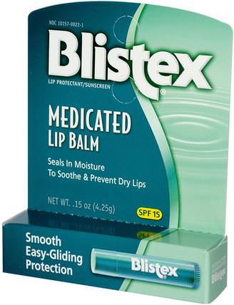 Medicated Lip Balm, Lip Protectant/Sunscreen, SPF 15.15 oz (4.25 g) by Blistex, 沐浴，美容，唇部護理，blistex藥用，唇部防曬霜 HK 香港