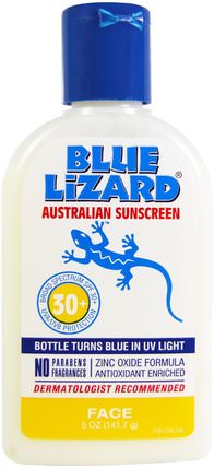 Face SPF 30+, Fragrance Free, 5 oz (141.7 g) by Blue Lizard Australian Sunscreen, 洗澡，美容，防曬霜，spf 30-45 HK 香港