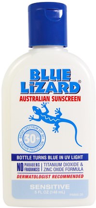Sensitive SPF 30+ Sunscreen, Fragrance Free, 5 fl oz (148 ml) by Blue Lizard Australian Sunscreen, 藍蜥蜴澳大利亞防曬霜，spf 30-45 HK 香港
