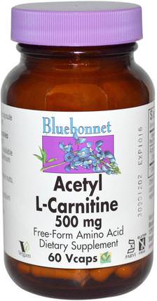 Acetyl L-Carnitine, 500 mg, 60 Vcaps by Bluebonnet Nutrition, 補充劑，氨基酸，左旋肉鹼，乙酰左旋肉鹼 HK 香港
