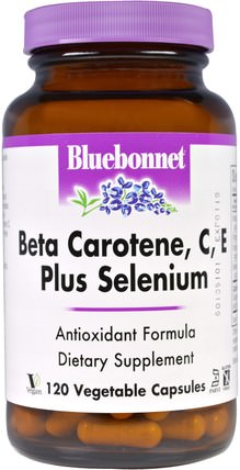 Beta Carotene, C, E Plus Selenium, 120 Veggie Caps by Bluebonnet Nutrition, 維生素，維生素a，β胡蘿蔔素 HK 香港