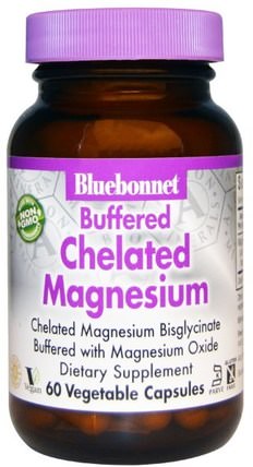 Buffered Chelated Magnesium, 60 Veggie Caps by Bluebonnet Nutrition, 補品，礦物質，鎂螯合物 HK 香港