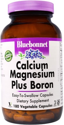 Calcium Magnesium Plus Boron, 180 Veggie Caps by Bluebonnet Nutrition, 補品，礦物質，鈣 HK 香港