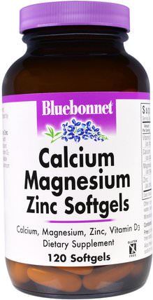 Calcium Magnesium Zinc, 120 Softgels by Bluebonnet Nutrition, 補品，礦物質，鈣 HK 香港