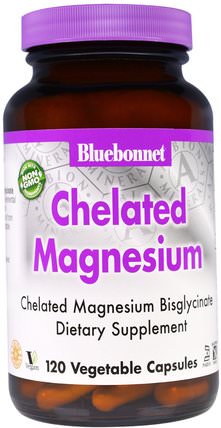 Chelated Magnesium, 120 Veggie Caps by Bluebonnet Nutrition, 補品，礦物質，鎂螯合物 HK 香港