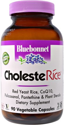CholesteRice, 90 Veggie Caps by Bluebonnet Nutrition, 補充劑，紅曲米，膽固醇支持，紅曲米+輔酶q10 HK 香港