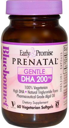 Early Promise Prenatal, Gentle DHA, 200 mg, 60 Veggie Softgels by Bluebonnet Nutrition, 補充劑，efa omega 3 6 9（epa dha），產前多種維生素 HK 香港