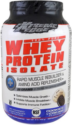 Extreme Edge, 100% Pure Whey Protein Isolate, Cookies N Cream Flavor, 2 lbs (952 g) by Bluebonnet Nutrition, 補充劑，乳清蛋白 HK 香港