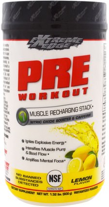 Extreme Edge, Pre Workout, Lemon Flavor, 1.32 lbs (600 g) by Bluebonnet Nutrition, 運動，鍛煉 HK 香港