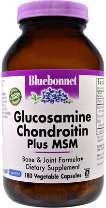 Glucosamine Chondroitin Plus MSM, 180 Veggie Caps by Bluebonnet Nutrition, 補充劑，氨基葡萄糖軟骨素 HK 香港