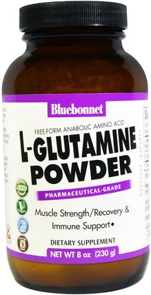 L-Glutamine Powder, 8 oz (230 g) by Bluebonnet Nutrition, 補充劑，氨基酸，l谷氨酰胺，l谷氨酰胺粉末 HK 香港