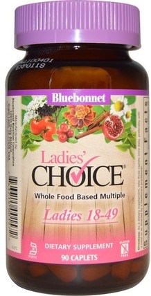 Ladies Choice, Whole Food Based Multiple, Ladies 18-49, 90 Caplets by Bluebonnet Nutrition, 維生素，女性多種維生素，女性 HK 香港