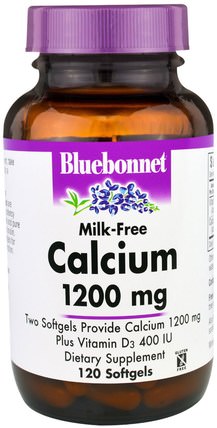 Milk-Free Calcium, 1200 mg, 120 Softgels by Bluebonnet Nutrition, 補品，礦物質，碳酸鈣 HK 香港