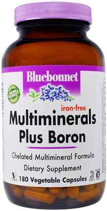 Multiminerals Plus Boron, Iron-Free, 180 Veggie Caps by Bluebonnet Nutrition, 補品，礦物質，多種礦物質 HK 香港