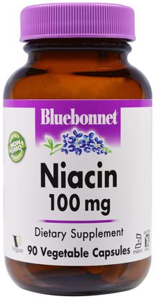 Niacin, 100 mg, 90 Veggie Caps by Bluebonnet Nutrition, 維生素，維生素b，維生素b3，維生素b3 - 菸酸 HK 香港