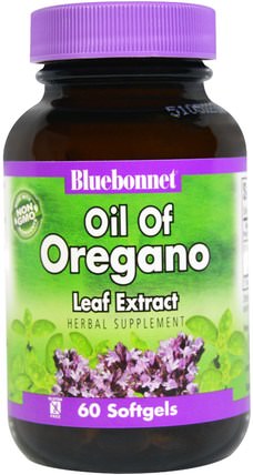 Oil of Oregano Leaf Extract, 60 Softgels by Bluebonnet Nutrition, 補充劑，牛至油 HK 香港