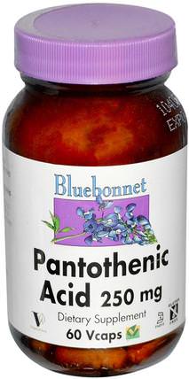 Pantothenic Acid, 250 mg, 60 Vcaps by Bluebonnet Nutrition, 維生素，維生素b5 - 泛酸 HK 香港