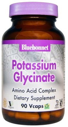Potassium Glycinate, 90 Vcaps by Bluebonnet Nutrition, 補充劑，礦物質，鉀 HK 香港