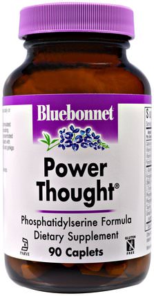 Power Thought, 90 Caplets by Bluebonnet Nutrition, 健康，注意力缺陷障礙，添加，adhd，腦，草藥，銀杏葉 HK 香港