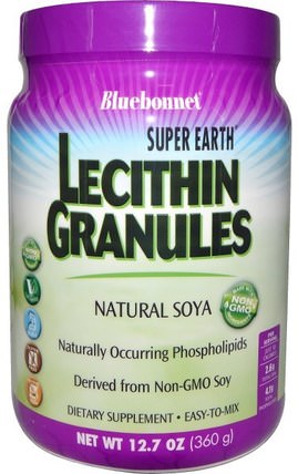 Super Earth, Lecithin Granules, 12.7 oz (360 g) by Bluebonnet Nutrition, 補充劑，卵磷脂 HK 香港