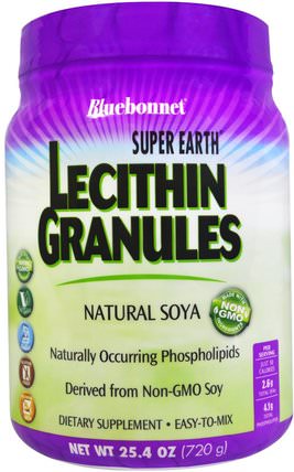 Super Earth, Lecithin Granules, 25.4 oz (720 g) by Bluebonnet Nutrition, 補充劑，卵磷脂 HK 香港