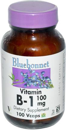 Vitamin B-1, 100 mg, 100 Vcaps by Bluebonnet Nutrition, 維生素，維生素b1 - 硫胺素 HK 香港