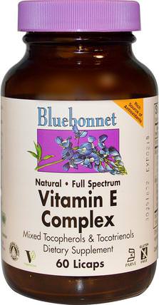 Vitamin E Complex, 60 Licaps by Bluebonnet Nutrition, 維生素 HK 香港