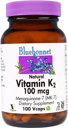 Vitamin K2, 100 mcg, 100 Vcaps by Bluebonnet Nutrition, 維生素，維生素K HK 香港