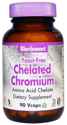 Yeast-Free Chelated Chromium, 90 Vcaps by Bluebonnet Nutrition, 補品，礦物質，鉻螯合物 HK 香港