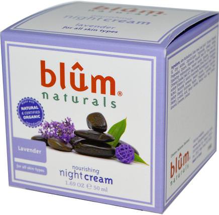 Nourishing Night Cream, Lavender, 1.69 oz (50 ml) by Blum Naturals, 健康，皮膚，晚霜，美容，面部護理 HK 香港