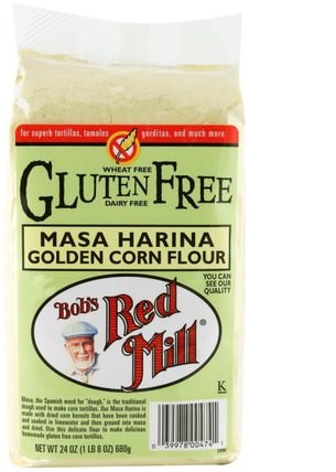 Masa Harina Golden Corn Flour, Gluten Free, 24 oz (680 g) by Bobs Red Mill, 食物，麵粉和混合物 HK 香港