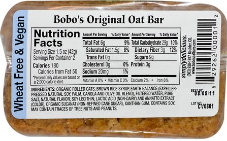 Original, 3 oz (85 g) by Bobos Oat Bars, 補充劑，營養棒，食品，燕麥燕麥片 HK 香港