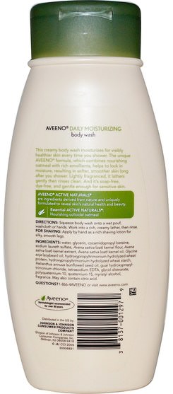 身體，每日保濕 - Aveeno, Active Naturals, Daily Moisturizing Body Wash, 18 fl oz (532 ml)