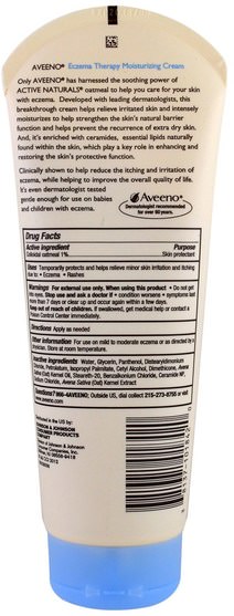 身體，濕疹治療 - Aveeno, Active Naturals, Eczema Therapy, Moisturizing Cream, Fragrance-Free, 7.3 oz (207 g)