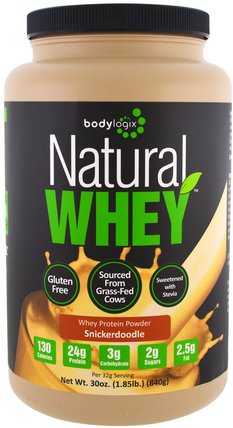 Natural Whey Protein Powder, Snickerdoodle, 30 oz (840 g) by Bodylogix, 運動，補品，乳清蛋白 HK 香港