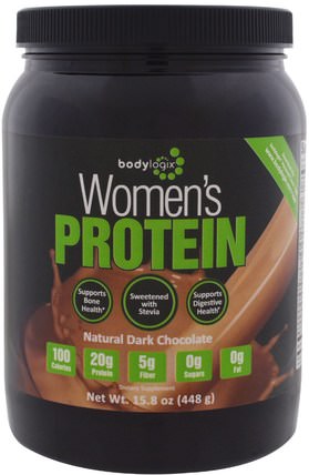 Womens Protein Powder, Natural Dark Chocolate, 15.8 oz (448 g) by Bodylogix, 運動，補品，蛋白質 HK 香港