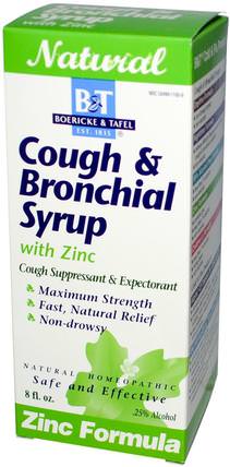 Cough & Bronchial Syrup, with Zinc, 8 fl oz by Boericke & Tafel, 健康，感冒流感和病毒，感冒和流感，補充劑，順勢療法咳嗽感冒和流感 HK 香港