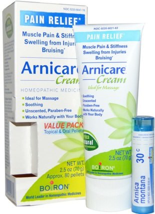 Arnicare Cream, Pain Relief, 2.5 oz (70 g), Appr. 80 Pellets by Boiron, 補品，順勢療法，山金車蒙大拿州 HK 香港