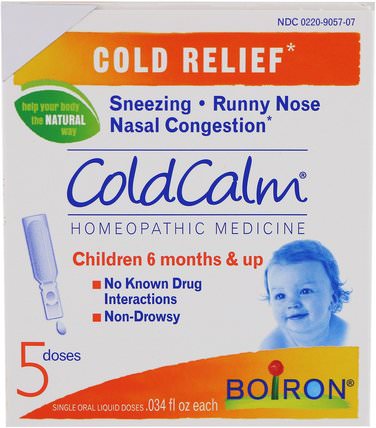 ColdCalm, 5 Single Oral Liquid Doses.034 fl oz Each by Boiron, 補品，順勢療法 HK 香港