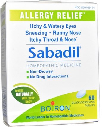 Sabadil, 60 Quick-Dissolving Tablets by Boiron, 補品，順勢療法，過敏，過敏 HK 香港