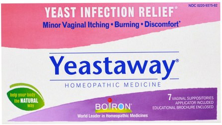 Yeastaway, 7 Vaginal Suppositories by Boiron, 補品，順勢療法婦女 HK 香港